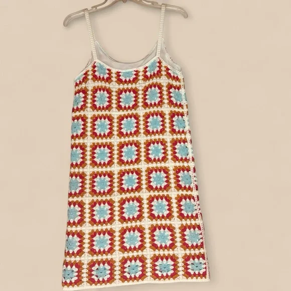 Granny Square Crochet Mini Dress. Size XS - Picture 3 of 7